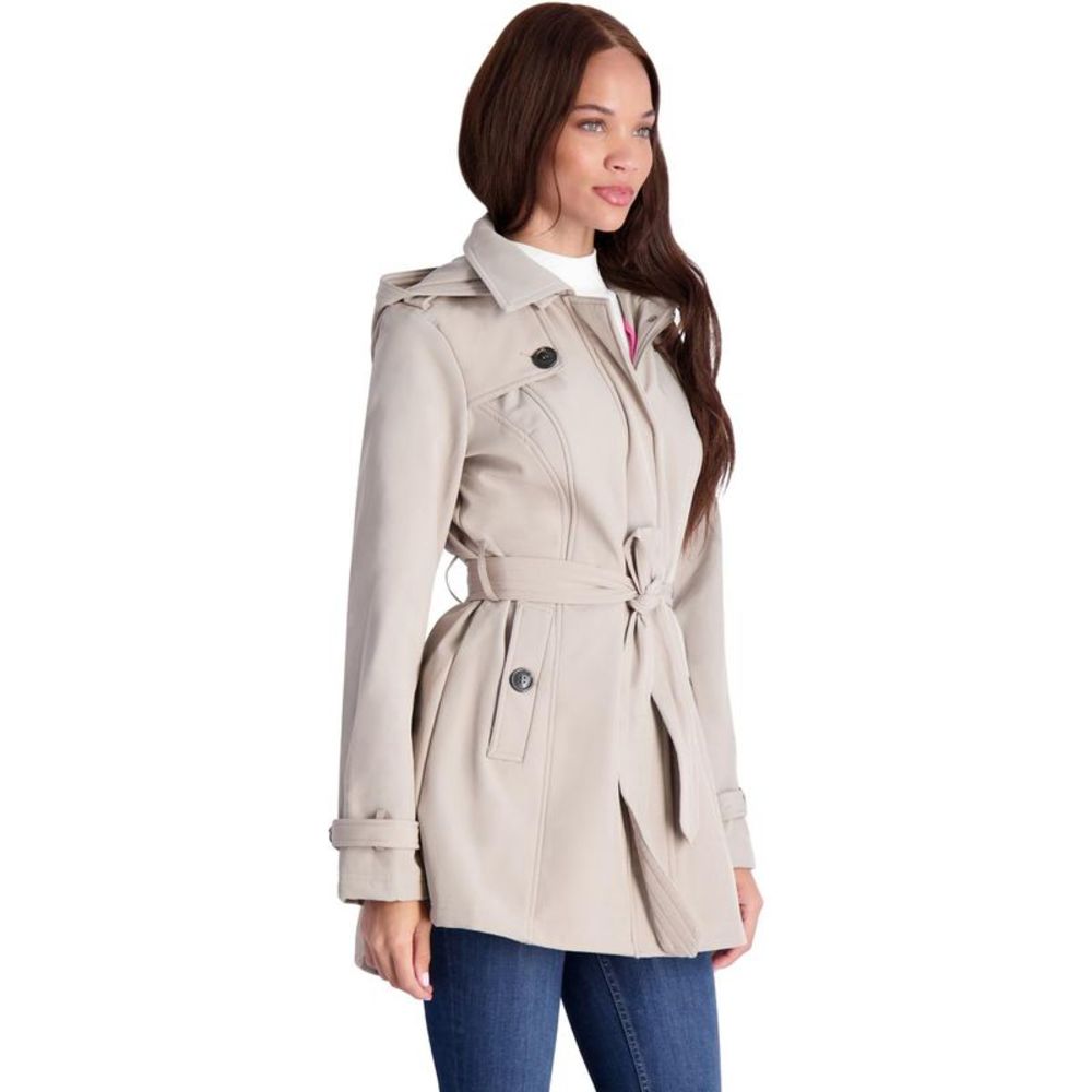 Jessica Simpson Women’s Fleece Lined Soft Shell Trench Jacket w/ Detachable Hood - Picture 5 of 5